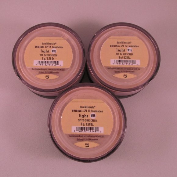 #NWT bareMinerals SPF15 Original Foundation Light W15 8g/0.28oz - Lot of 3 - Picture 1 of 2